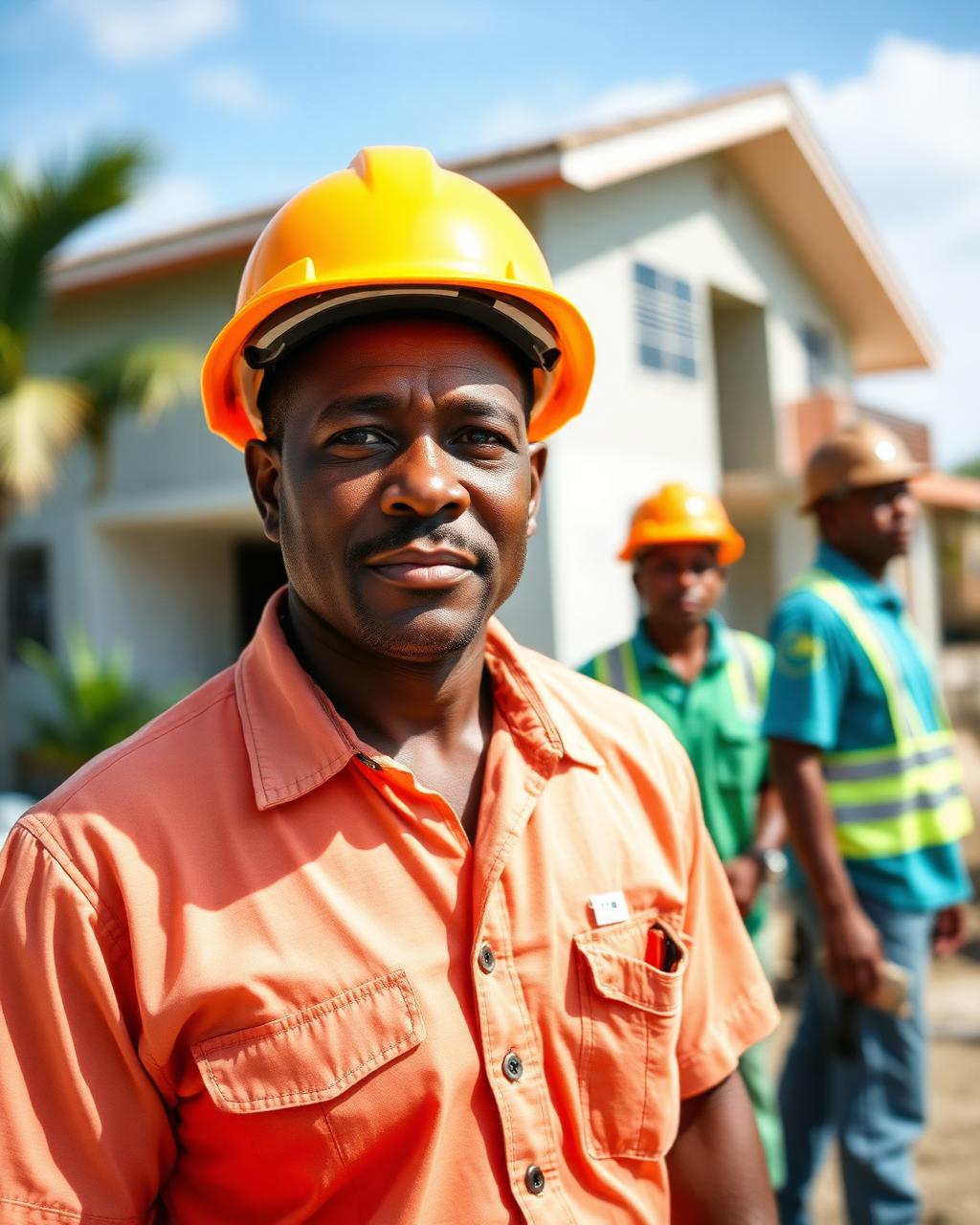 Caribbean construction business owner on site