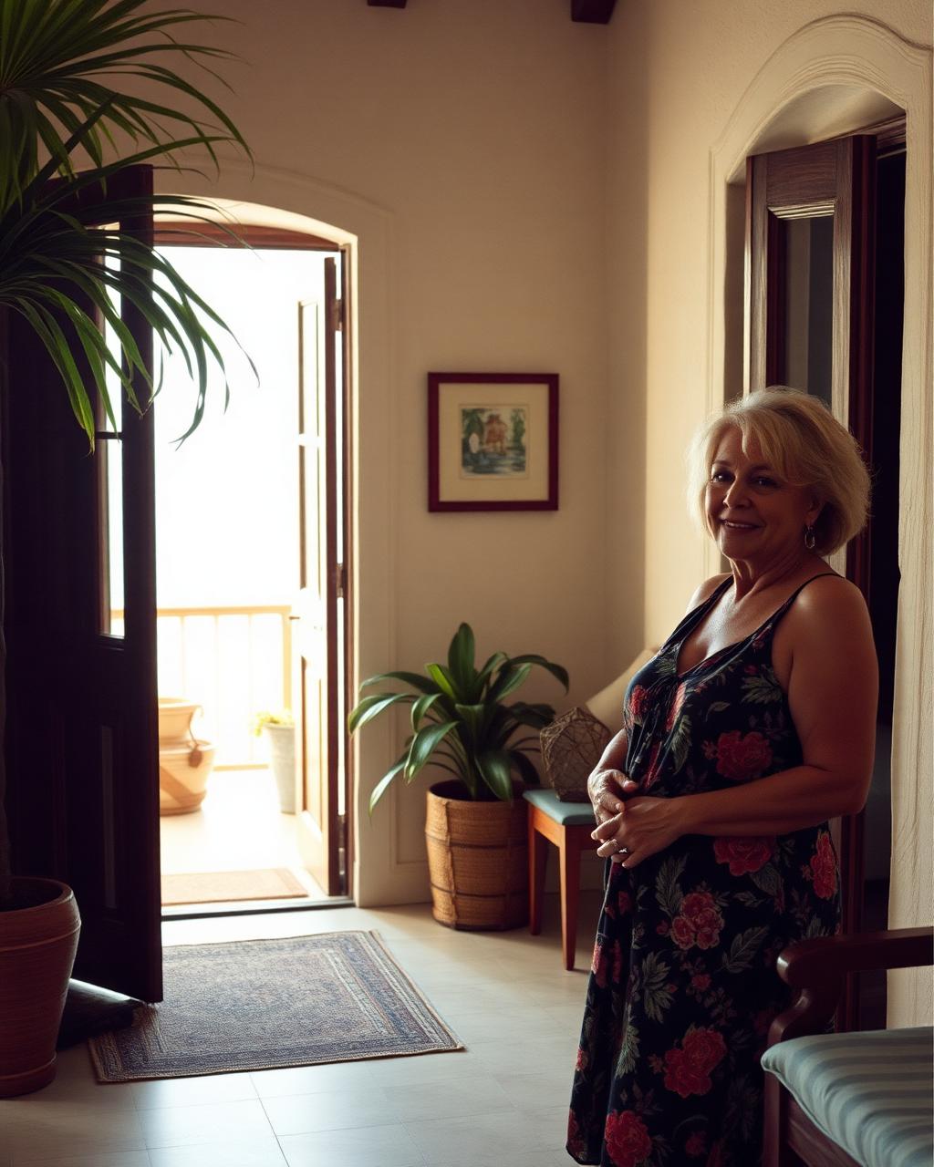 Caribbean guesthouse owner welcoming guests
